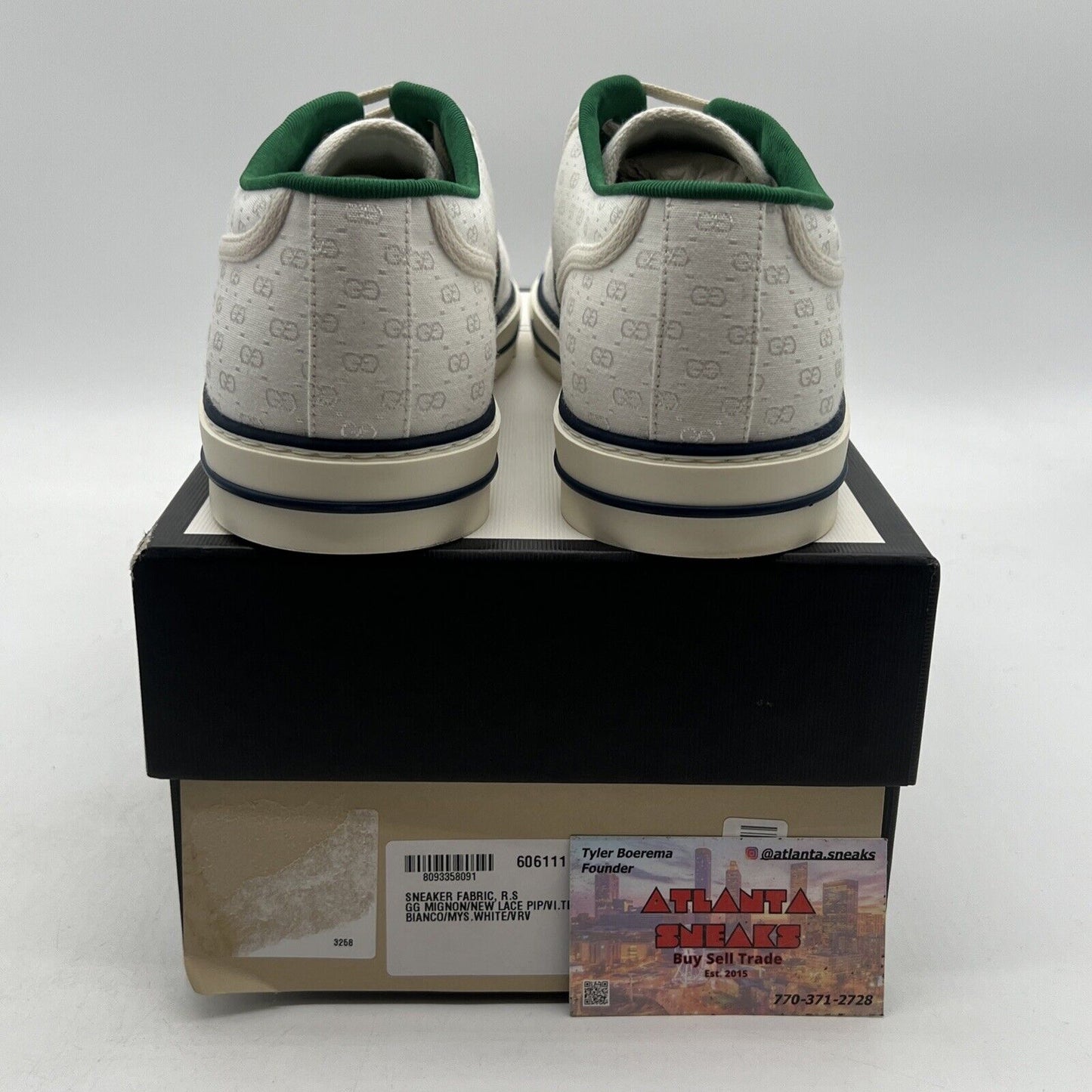 Size 13.5 - NEW AUTHENTIC GUCCI  TENNIS 1977  "WHITE MINI GG" GUCCI WOMEN'S