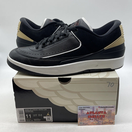 Size 11W- Air Jordan 2 Retro Low Black Metallic Gold Black White (DX4401-001)