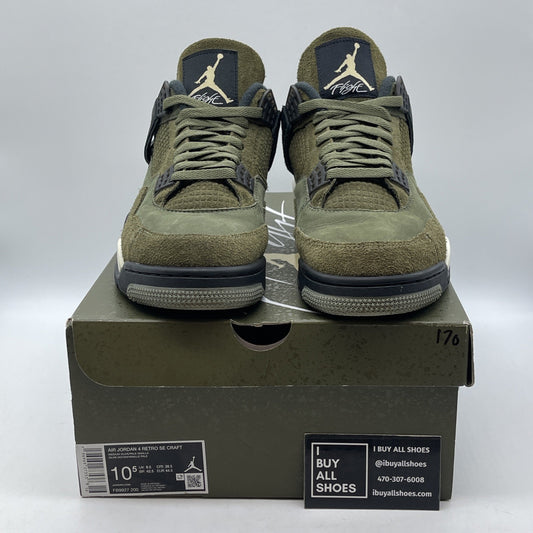 Size 10.5 - Jordan 4 SE Retro Low Craft Olive Black Suede Leather (FB9927-200)