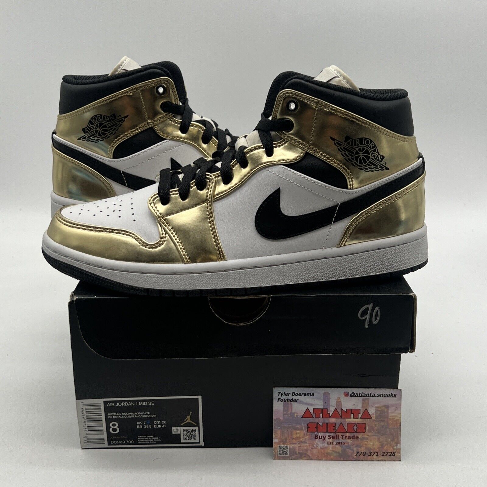 Size 8 - Jordan 1 Mid SE Metallic Gold 2020 Black White Leather (DC1419-700)