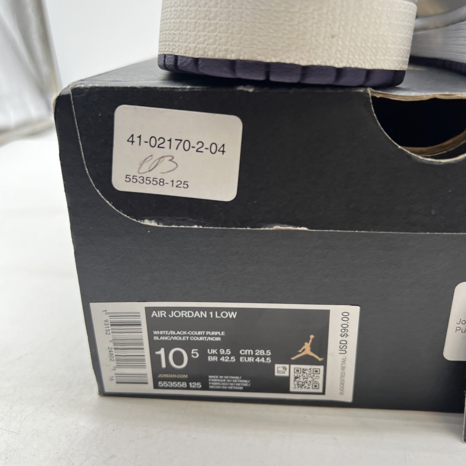Size 10.5 - Air Jordan 1 Low Court Purple (553558-125)