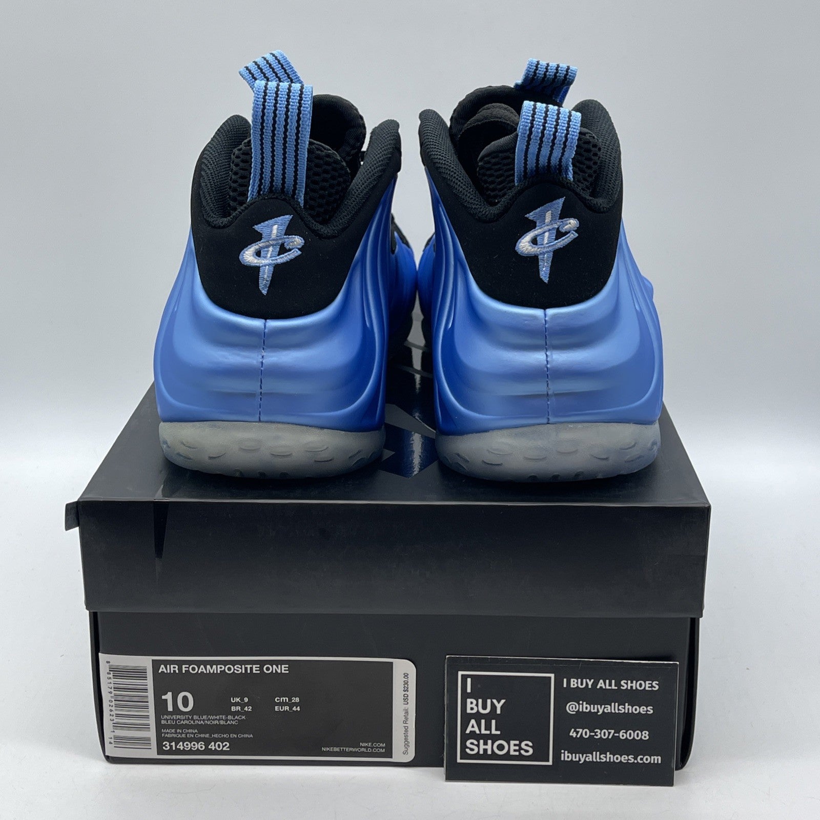 Size 10 - Nike Air Foamposite One University Blue Black Suede (314996-402)