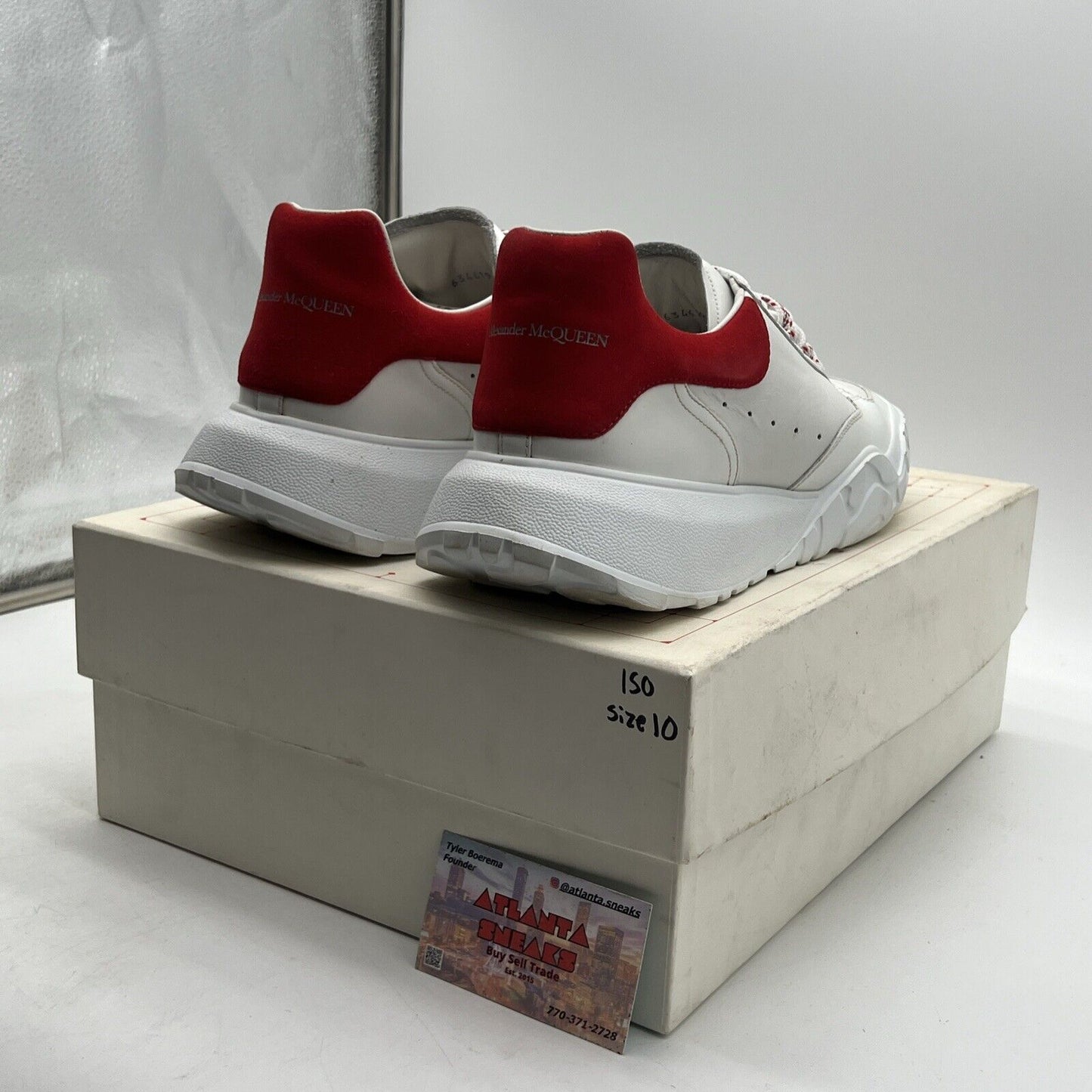 Size 10 - Alexander McQueen Oversized Court Trainer White Lust Red