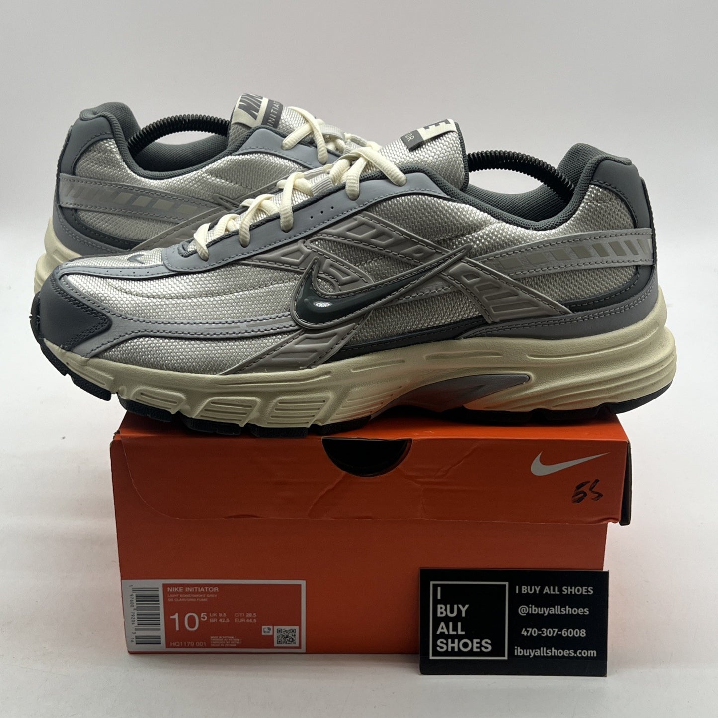 Size 10.5 - Nike Initiator Light Bone Metallic Silver (HQ1179-001)