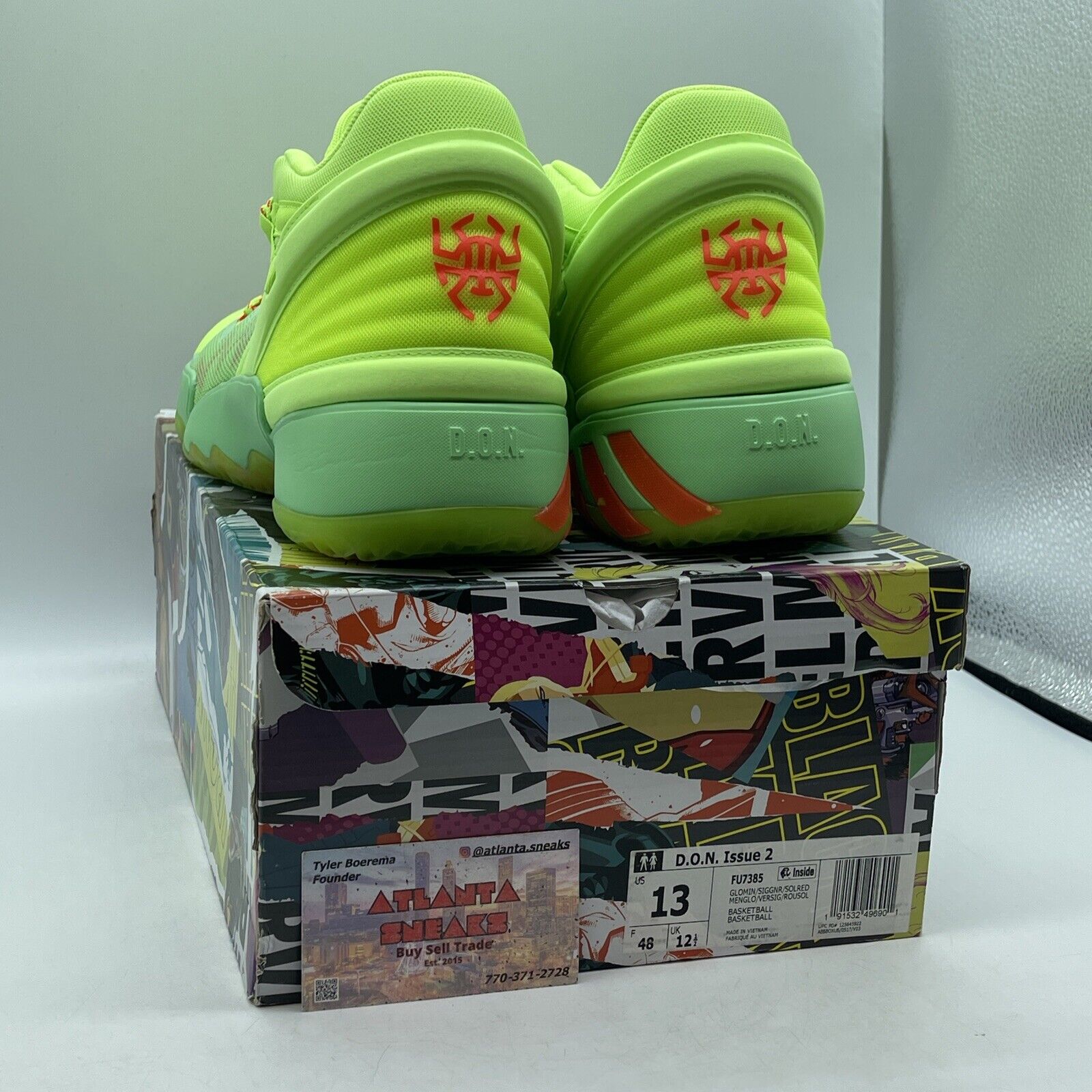 Size 13 - adidas Marvel x D.O.N. Issue #2 Glow Mint Yellow Suede (FU7385)