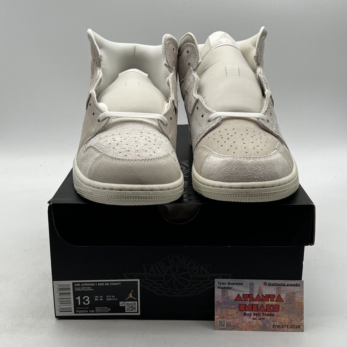 Size 13 - Air Jordan 1 SE Craft Mid Pale Ivory Suede (FQ3224-100).