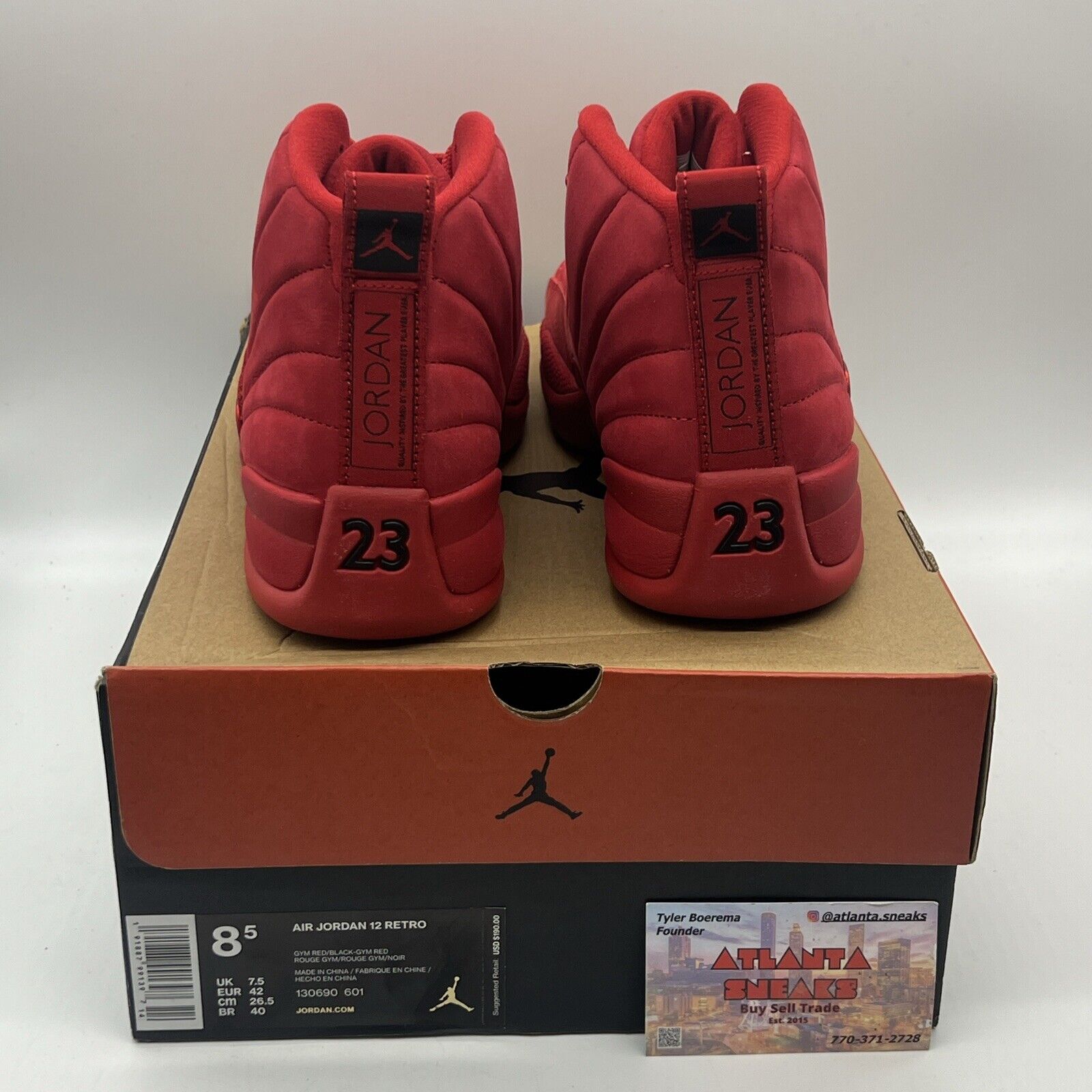 Size 8.5 - Air Jordan 12 Retro Gym Red Brand New Og All DS Sneakers Suede Black