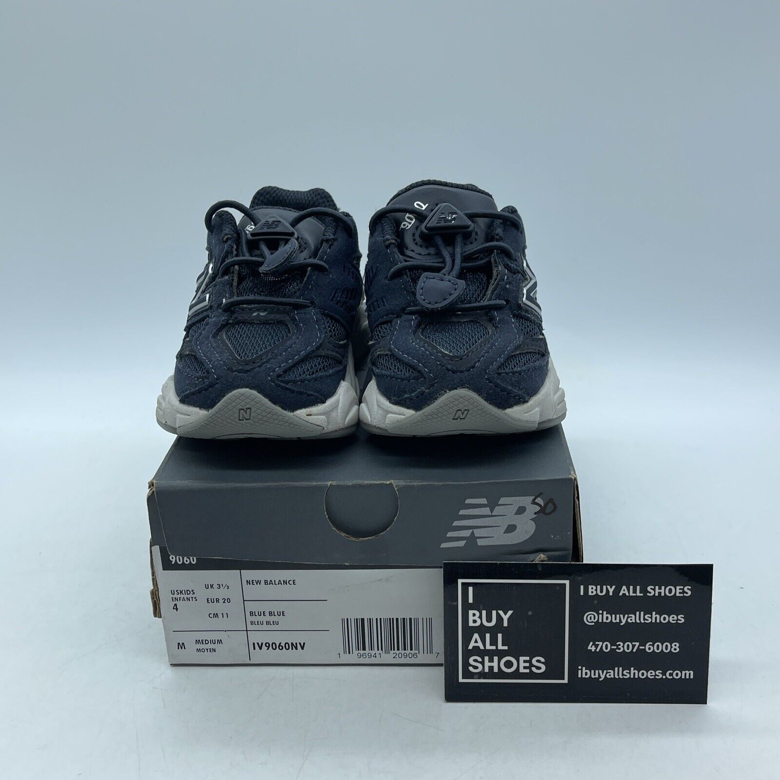 Size 4C - Toddler Kid's New Balance 9060 Eclipse Navy Suede Leather  (IV9060NV)