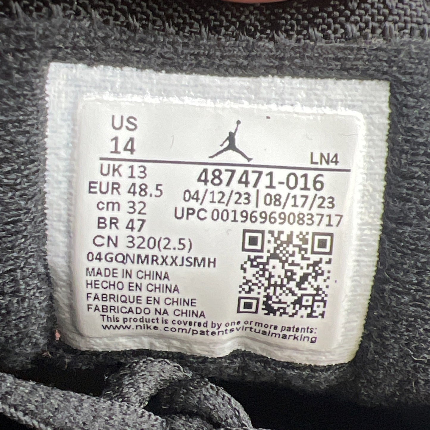 Size 14 - Air Jordan 14 Retro Black White (487471-016)