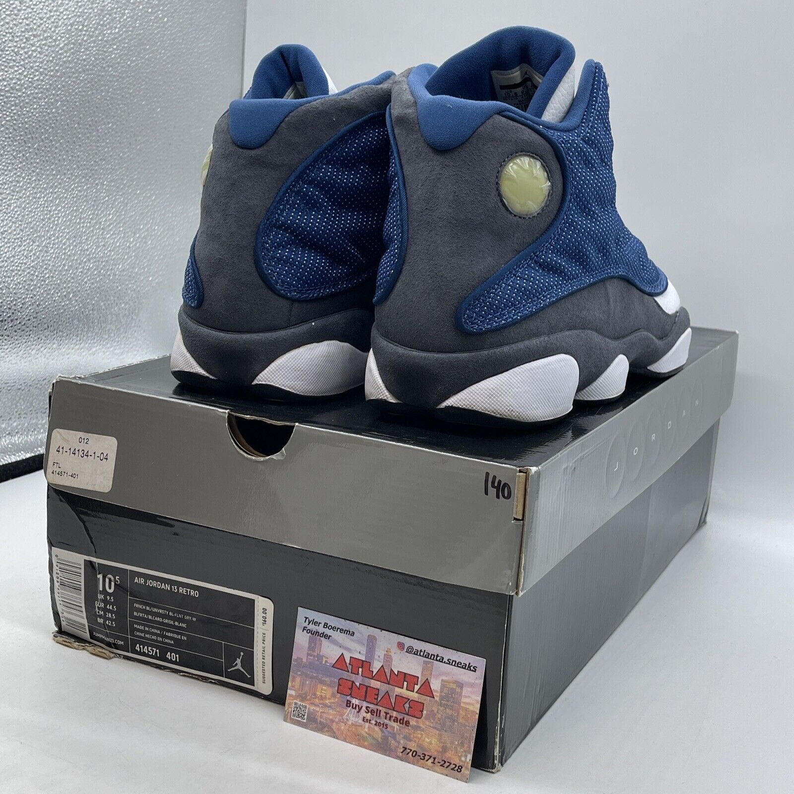 Size 10.5 - Air Jordan 13 Retro 2010 Flint Grey Blue Suede White (414571-401)