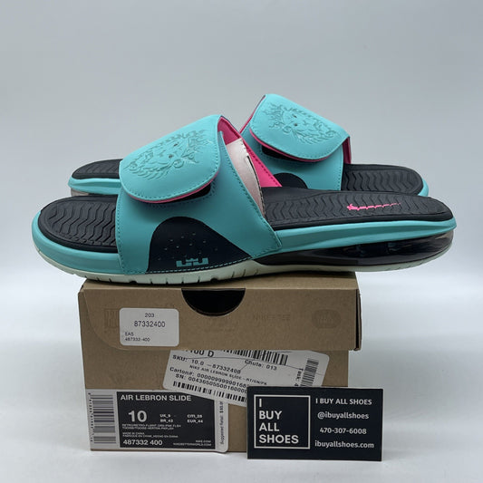 Size 10 - Nike Air LeBron Slide 'South Beach' Suede Leather (487332-400)