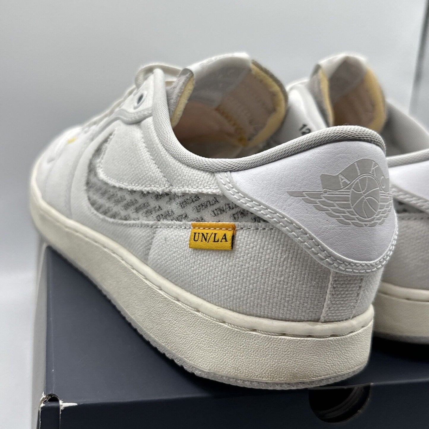 Size 12.5 - Jordan 1 KO x Union LA Low White Neutral Grey Patches Blue Yellow