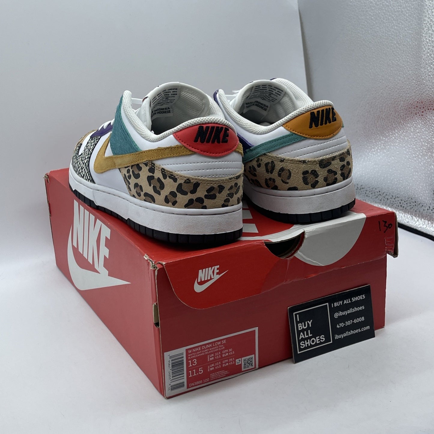 Size 13W - Nike Dunk SE Low Safari Mix White Black Suede Leather (DN3866-100)