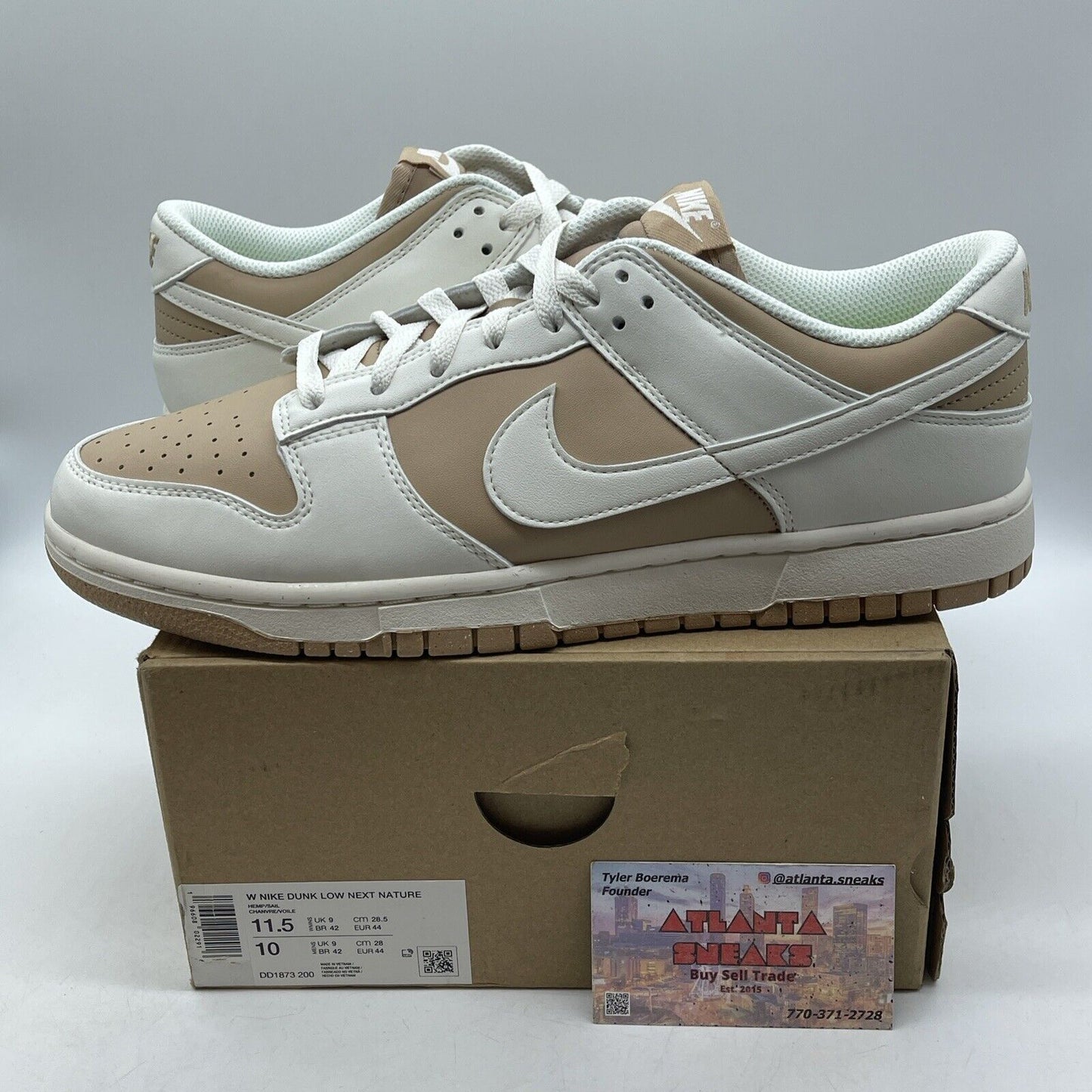 Size 11.5W - Nike Dunk Next Nature Low Hemp Brown White Leather (DD1873-200)