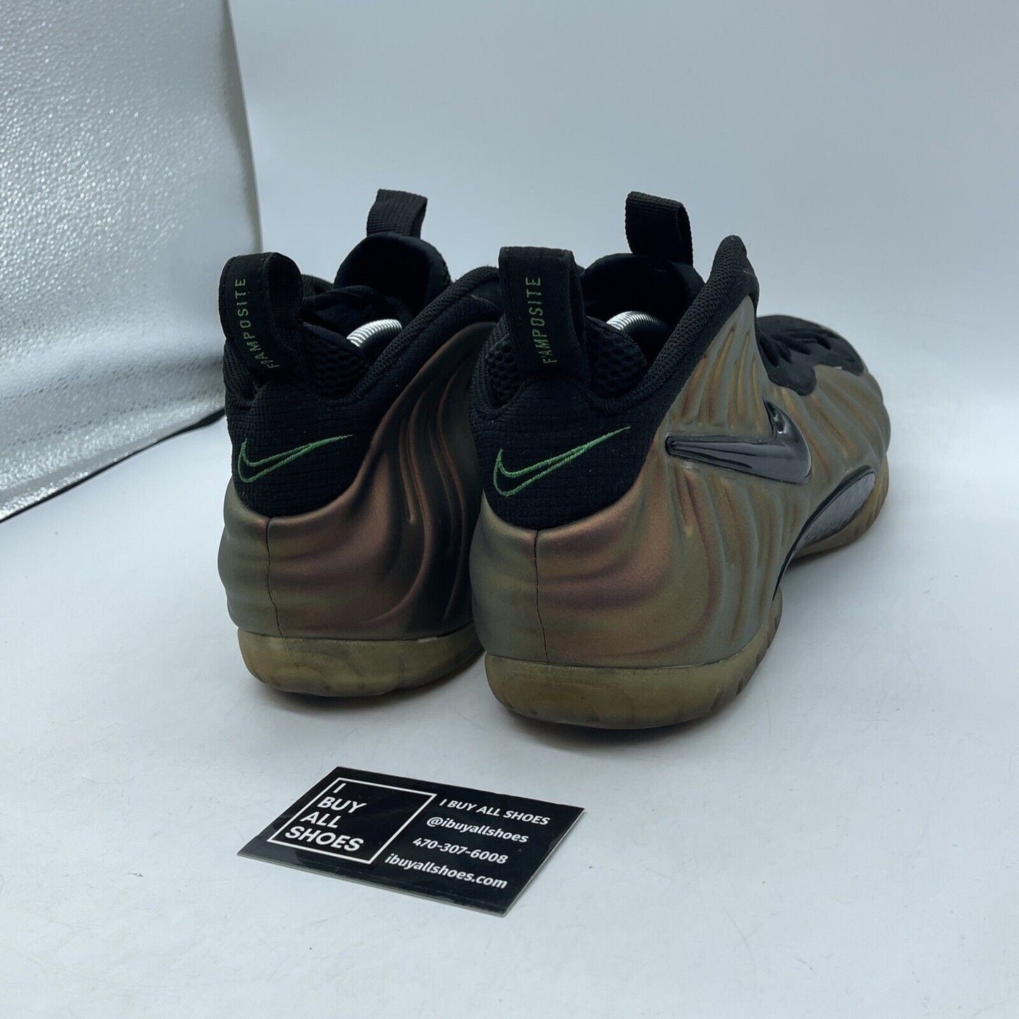 Size 10 - Nike Foamposite Pro Gym Green Brown Black Suede Leather (624041-302)