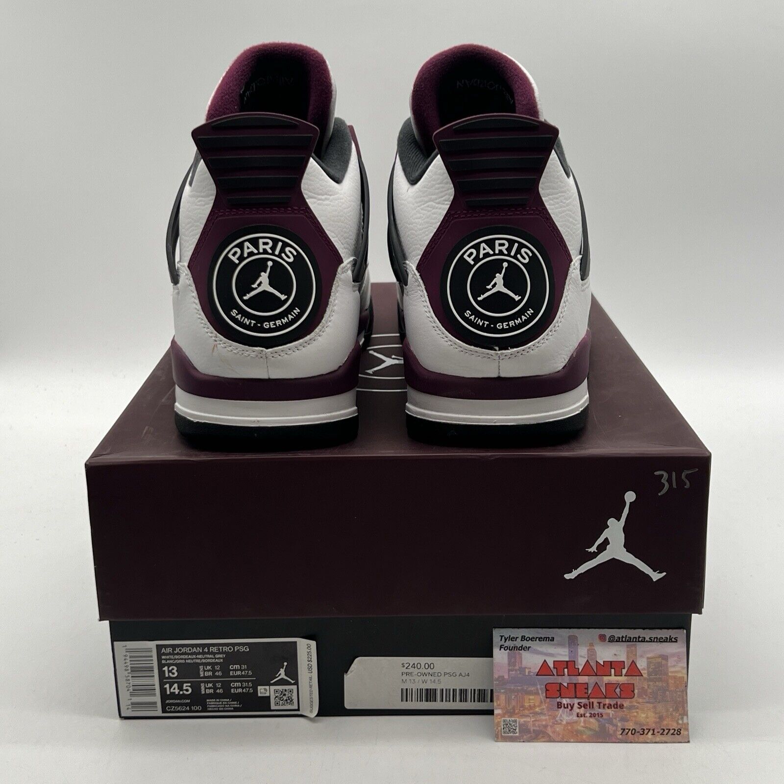 Size 13 - Jordan 4 Retro x Paris Saint-Germain Bordeaux 2020 (CZ5624-100)