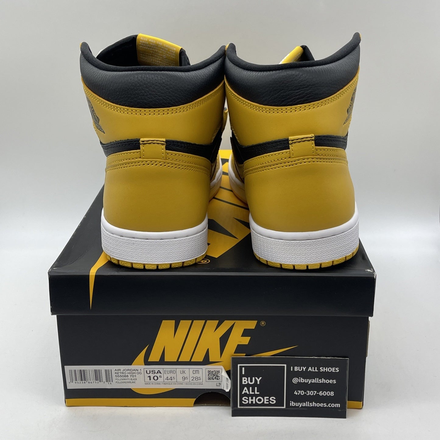 Size 10.5 - Air Jordan 1 Retro OG High Pollen Yellow Black Suede (555088-701)