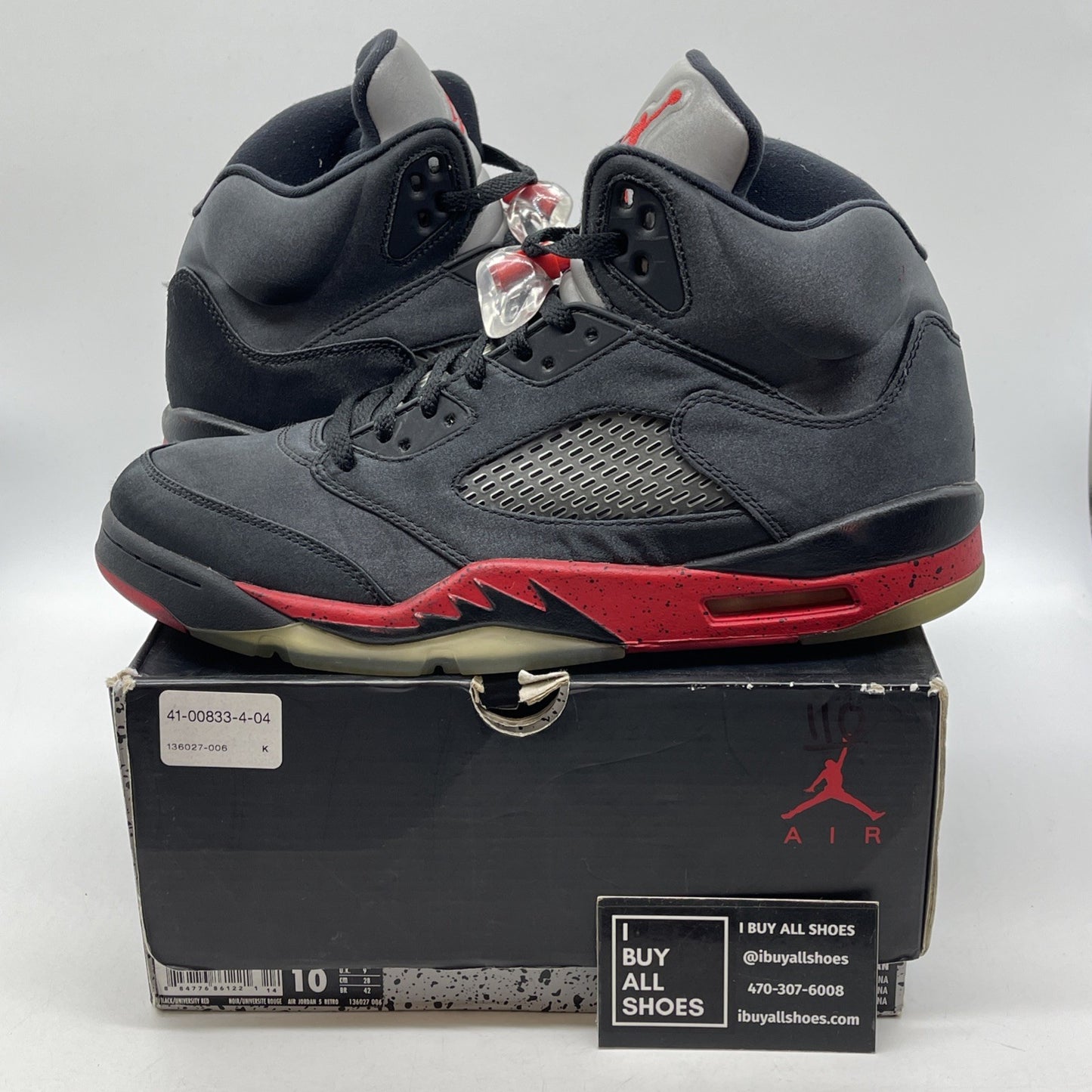 Size 10 - Air Jordan 5 Retro Satin Bred Black Red (136027-006)