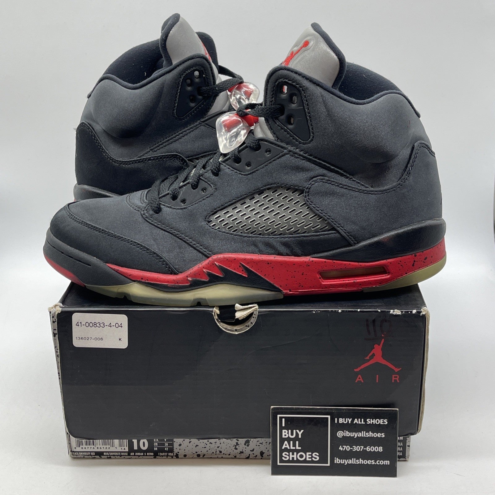 Size 10 - Air Jordan 5 Retro Satin Bred Black Red (136027-006)