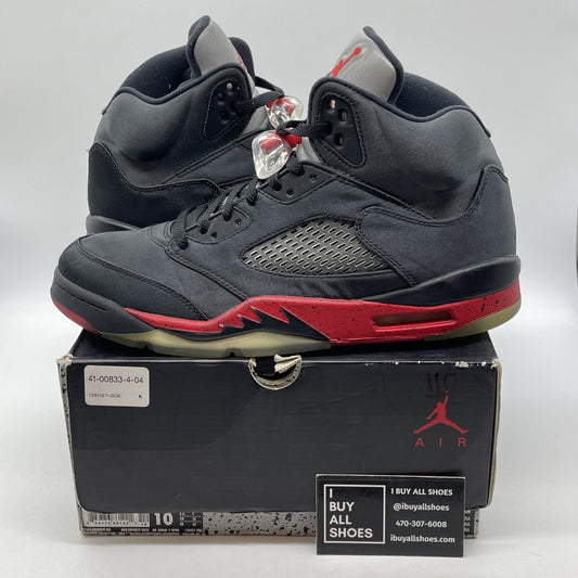 Size 10 - Air Jordan 5 Retro Satin Bred Black Red (136027-006)