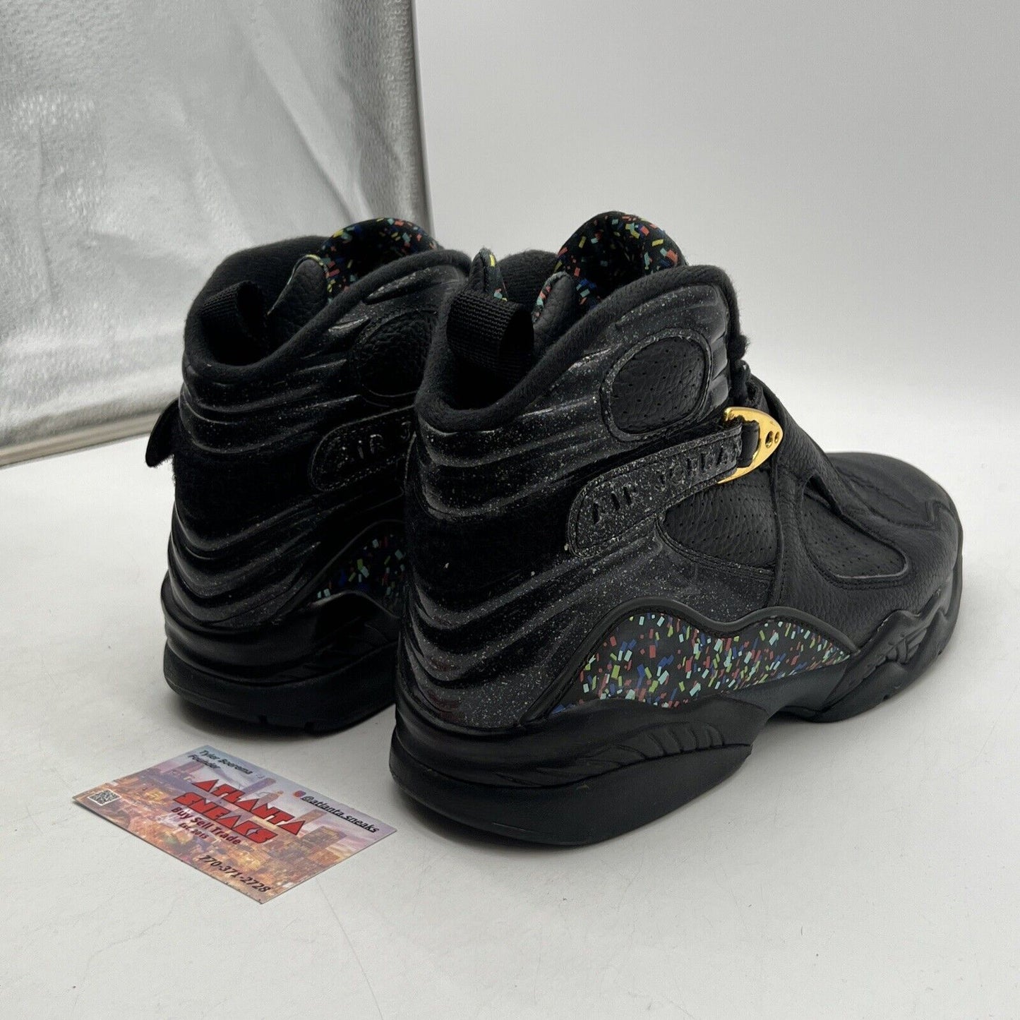 Size 9.5 - Air Jordan 8 Retro C&C Confetti Black Leather Gold (832821-004)