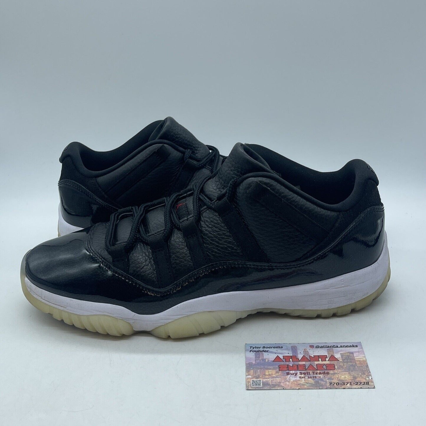 Size 12 - Jordan 11 Retro Low 72-10 Black White Suede Leather (AV2187-001)