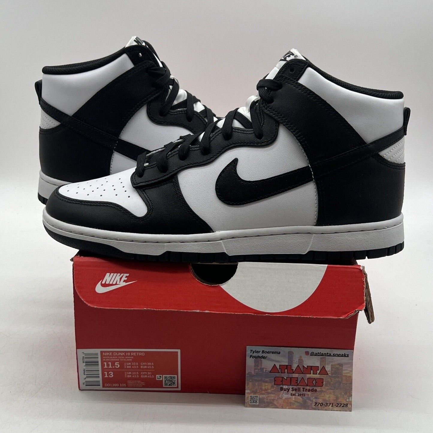 Size 11.5 - Nike Dunk High Black White Leather (DD1399-105)