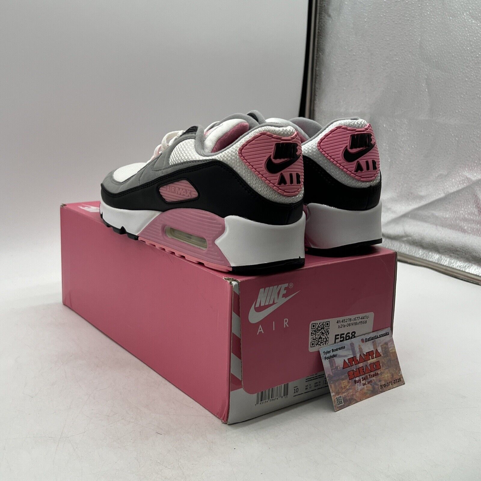 Size 10 - Nike Air Max 90 Rose Pink Black Grey White Suede (CD0881-101)