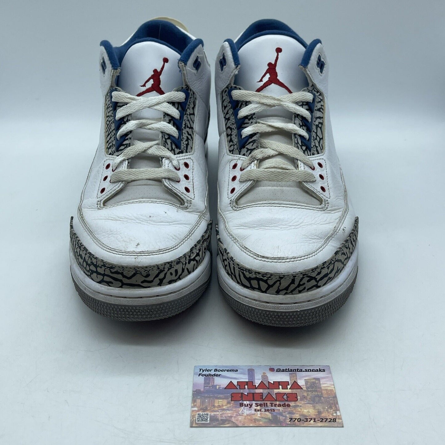 Size 13 - Air Jordan 3 Retro 2011 True Blue Grey White Red Blue (136064-104)
