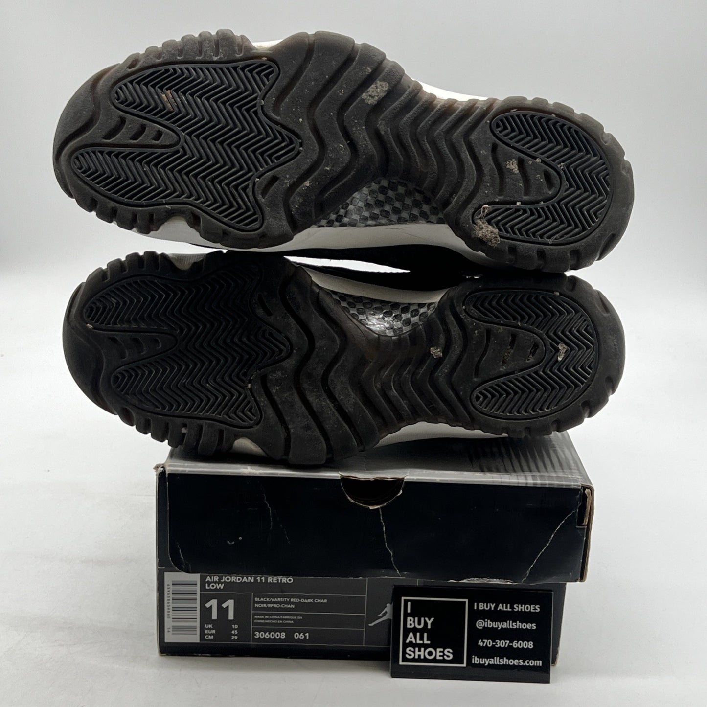Size 11 - Air Jordan 11 Retro IE 2003 Low Black Charcoal Red (306008-061)