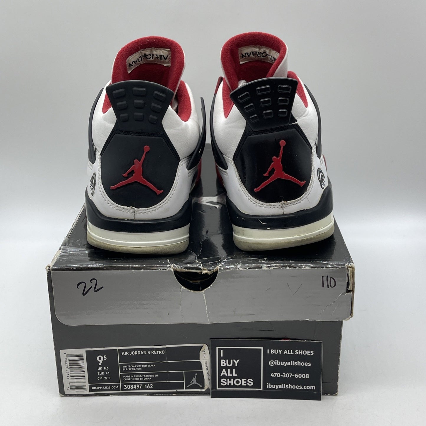 Size 9.5 - Air Jordan 4 Retro Mars Blackmon White Red Leather (308497-162)