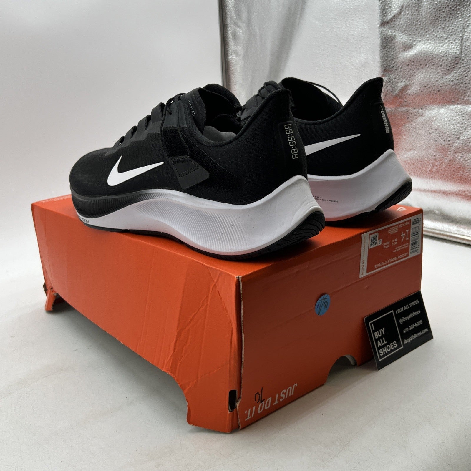 Size 14 - Nike Air Zoom Pegasus 37 FlyEase Black White (CK8474-003)
