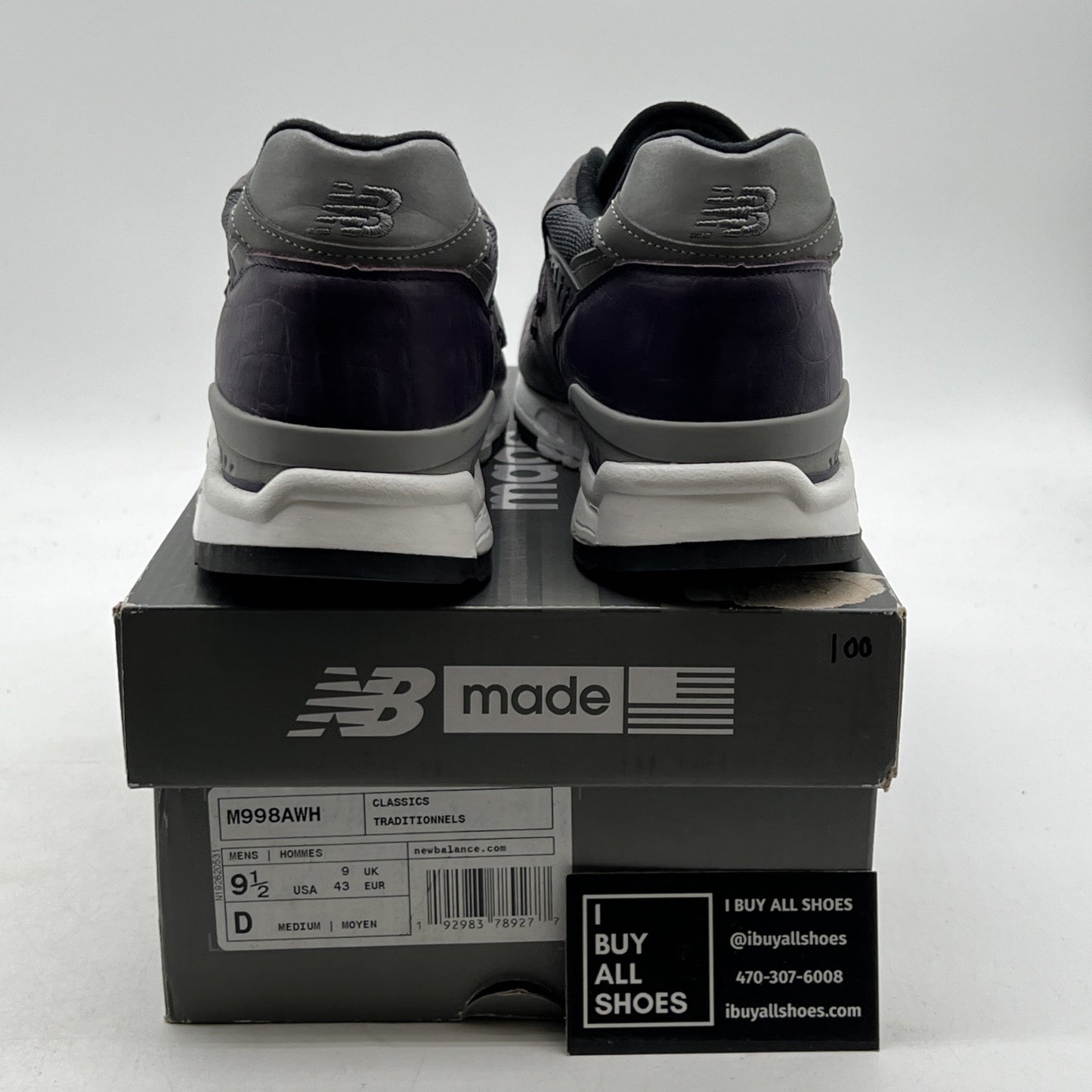 Size 9.5 - New Balance 998 Made in the USA Purple Croc (M998AWH)