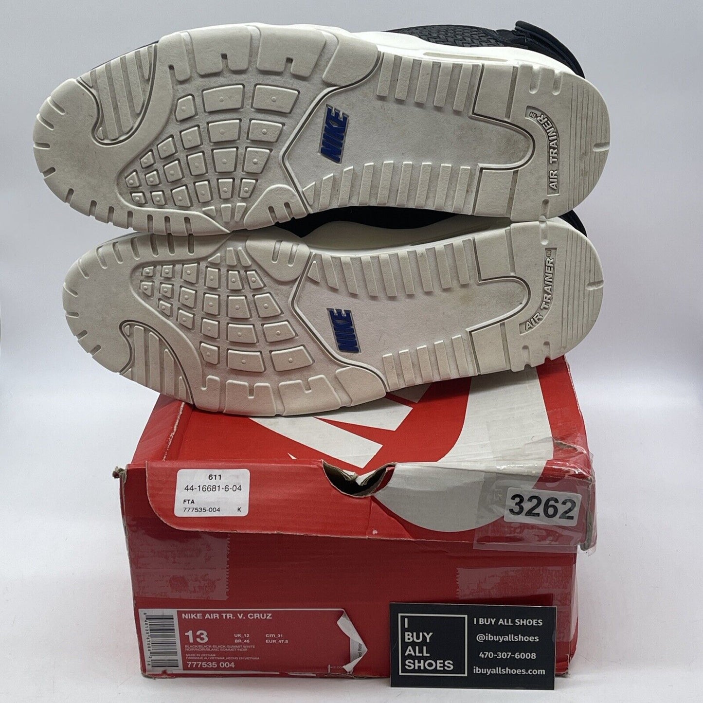 Size 13 - Nike Air Trainer Cruz Black Suede Leather White (777535-004)