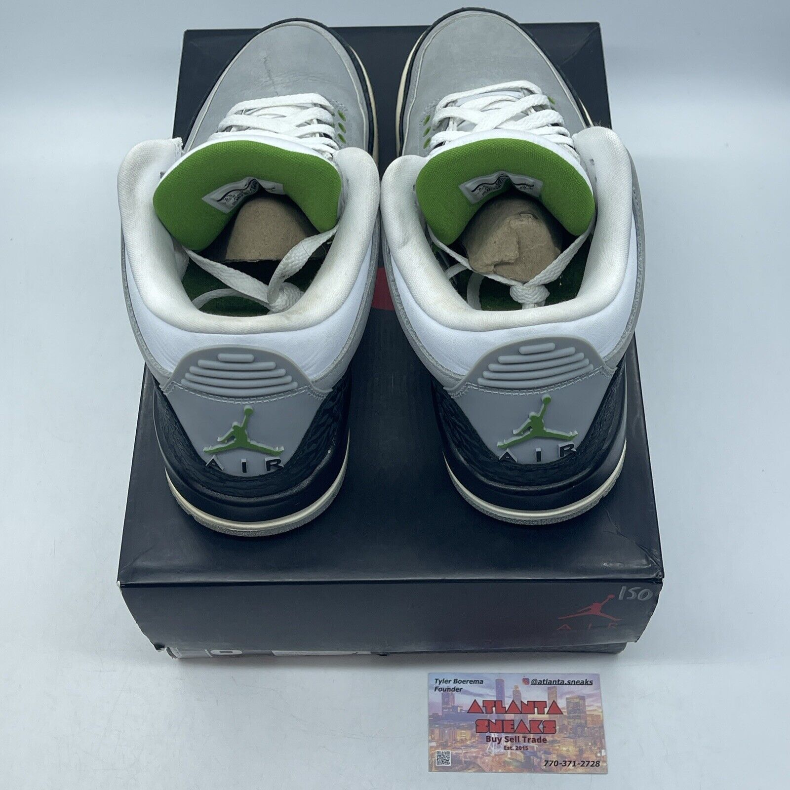 Size 8.5 - Air Jordan 3 Retro Chlorophyll White Black Gray Green (136064-006)