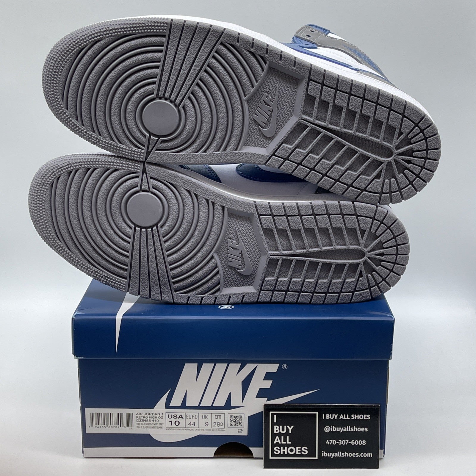 Size 10 - Jordan 1 Retro OG High True Blue Grey Leather Suede (DZ5486-410)
