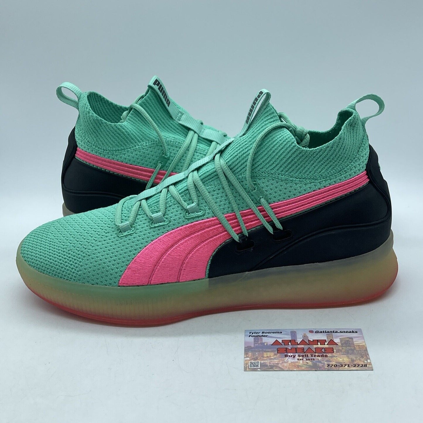 Size 13 - PUMA Clyde Court Ocean Drive Blue Pink black Suede Leather (19171501)