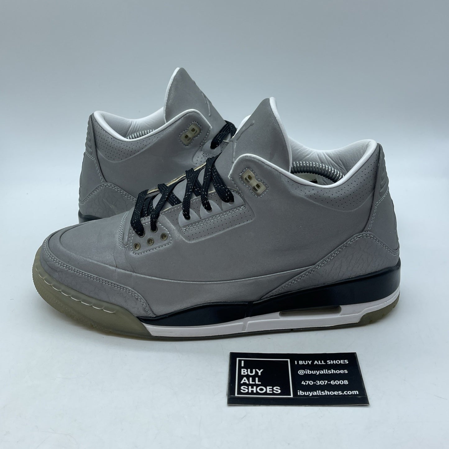 Size 9.5 - Air Jordan 3 5Lab3 Reflective Silver Black Leather (631603-003)