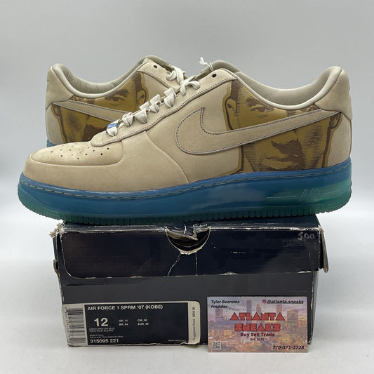 Size 12 - Nike Air Force 1 Supreme '07 Kobe Brown Suede Blue (315095-221)