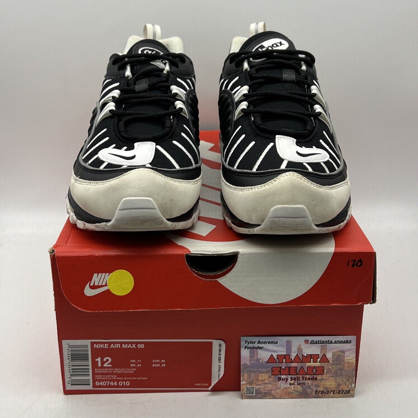 Size 12 - Nike Air Max 98 White Black (640744-010)