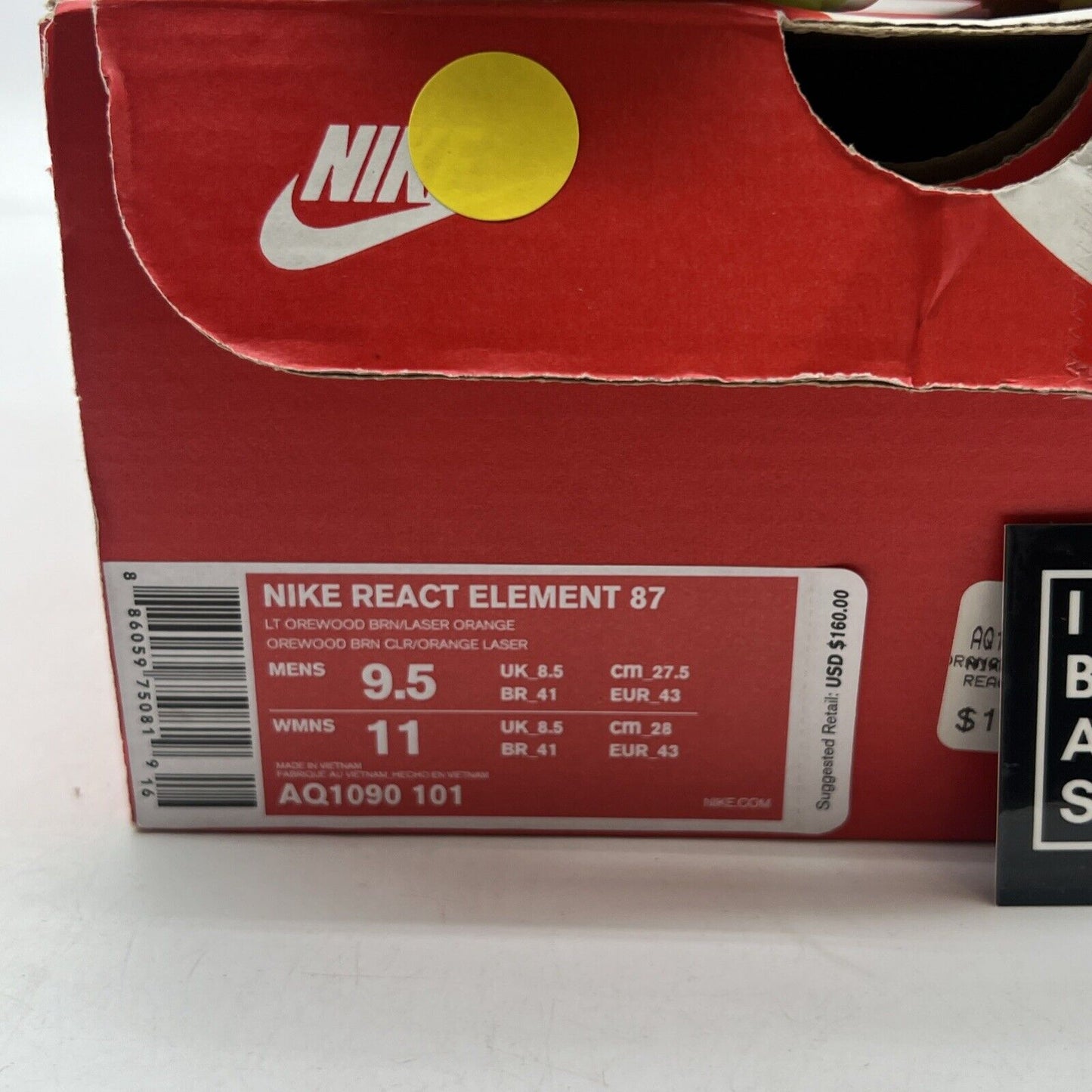 Size 9.5 - Nike React Element 87 Light Orewood (AQ1090-101)