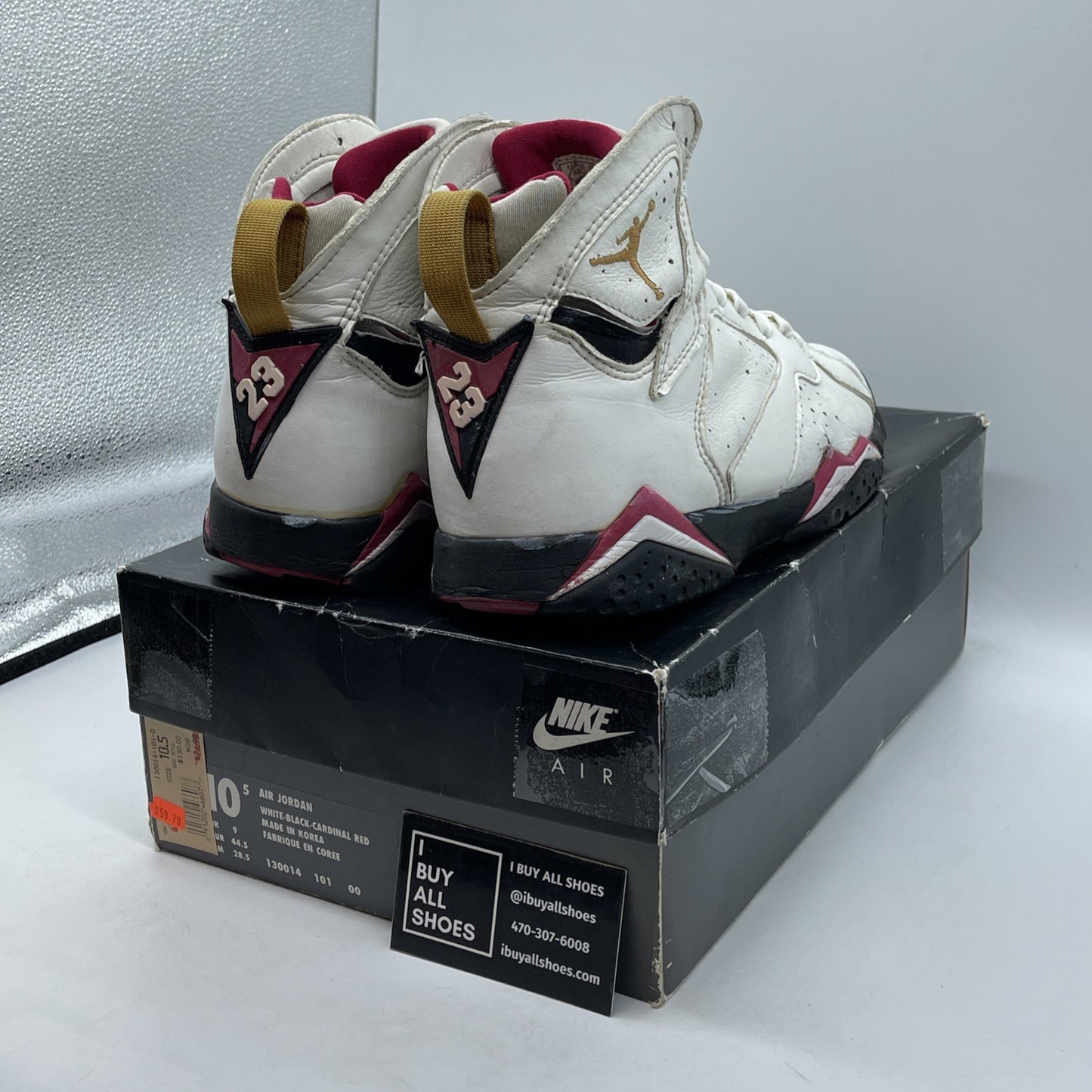 Size 10.5 - Air Jordan 7 OG 1992 Cardinal White Gold Leather (130014-101)