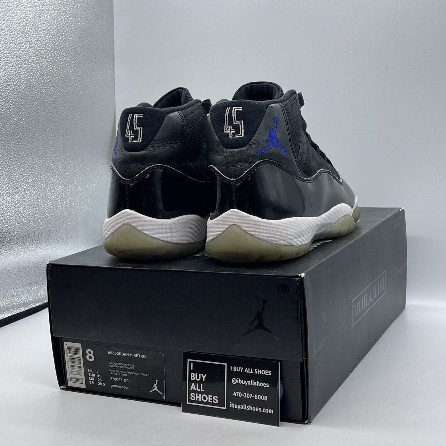 Size 8 - Jordan 11 Retro High Space Jam Black Blue Leather Suede (378037-003)