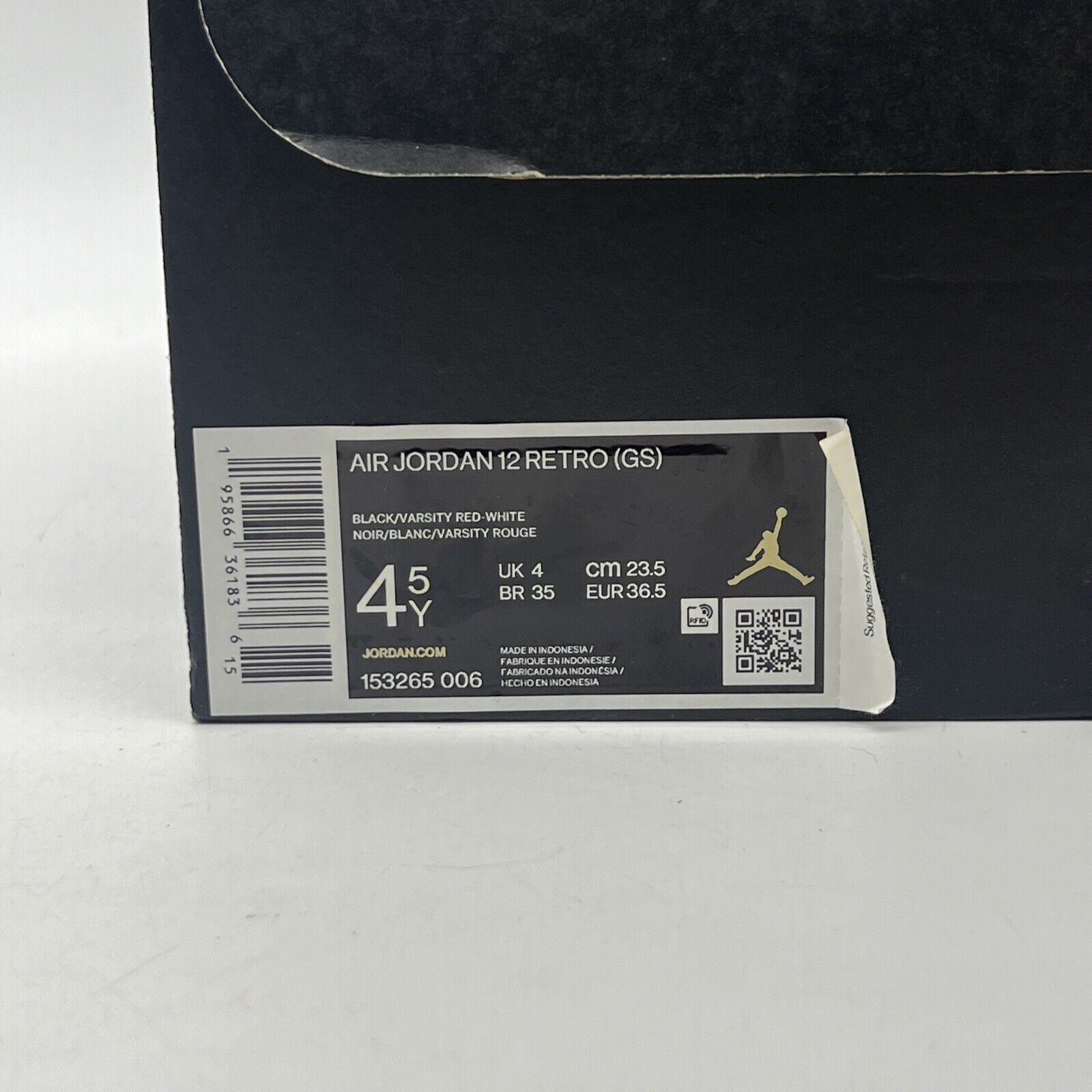 Size 4.5 - Jordan 12 Retro Mid Playoff Black White Leather (153265-006)