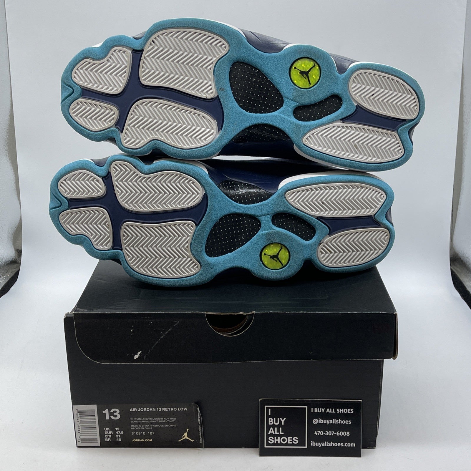Size 13 - Air Jordan 13 Low Hornets Blue White Suede Leather (310810-107)