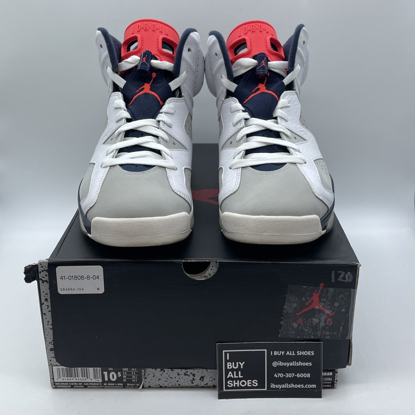 Size 10.5 - Air Jordan 6 Retro Tinker White Blue Grey Suede Leather (384664-104)