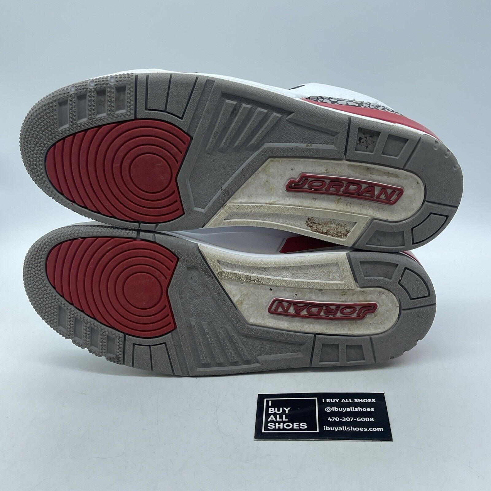 Size 10.5 - Jordan 3 Retro Hall of Fame 2018 Red White Grey Suede (136064-116)