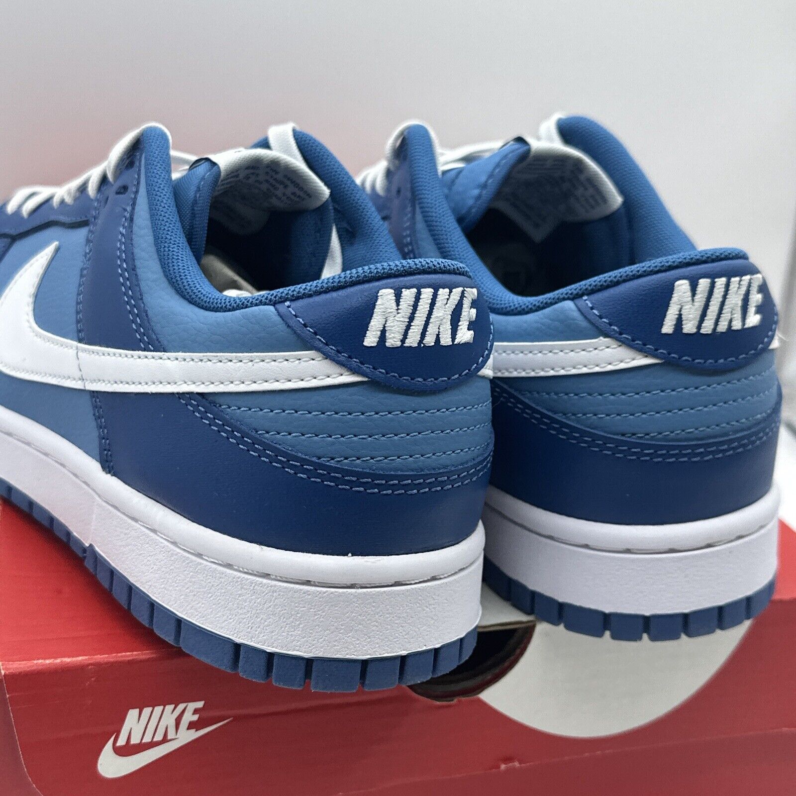 Size 9.5 - Nike Dunk Low Dark Marina Blue 2021 Leather White Blues Premium.