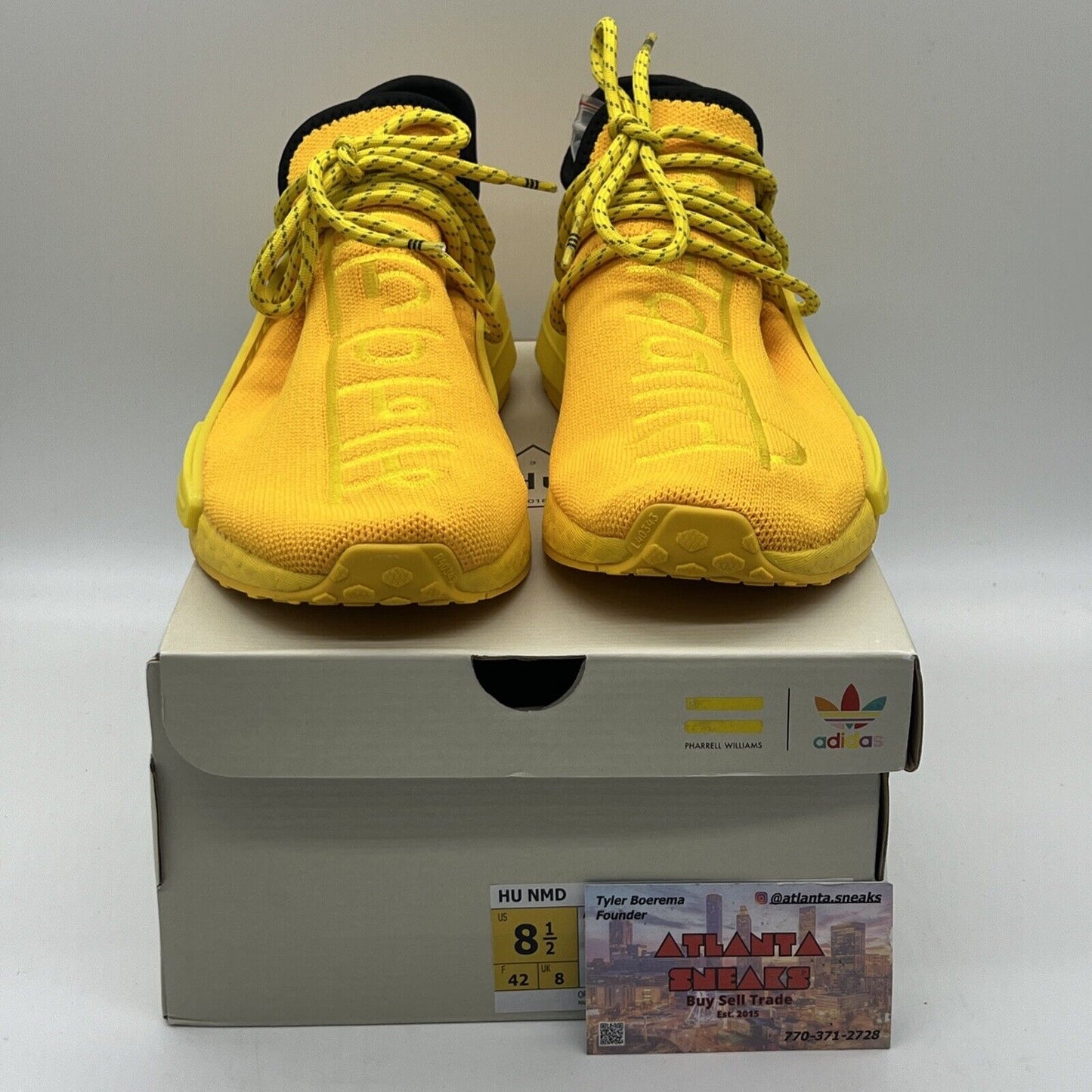 Size 8.5 - adidas Pharrell x NMD Human Race Yellow Brand New Og All Black DS