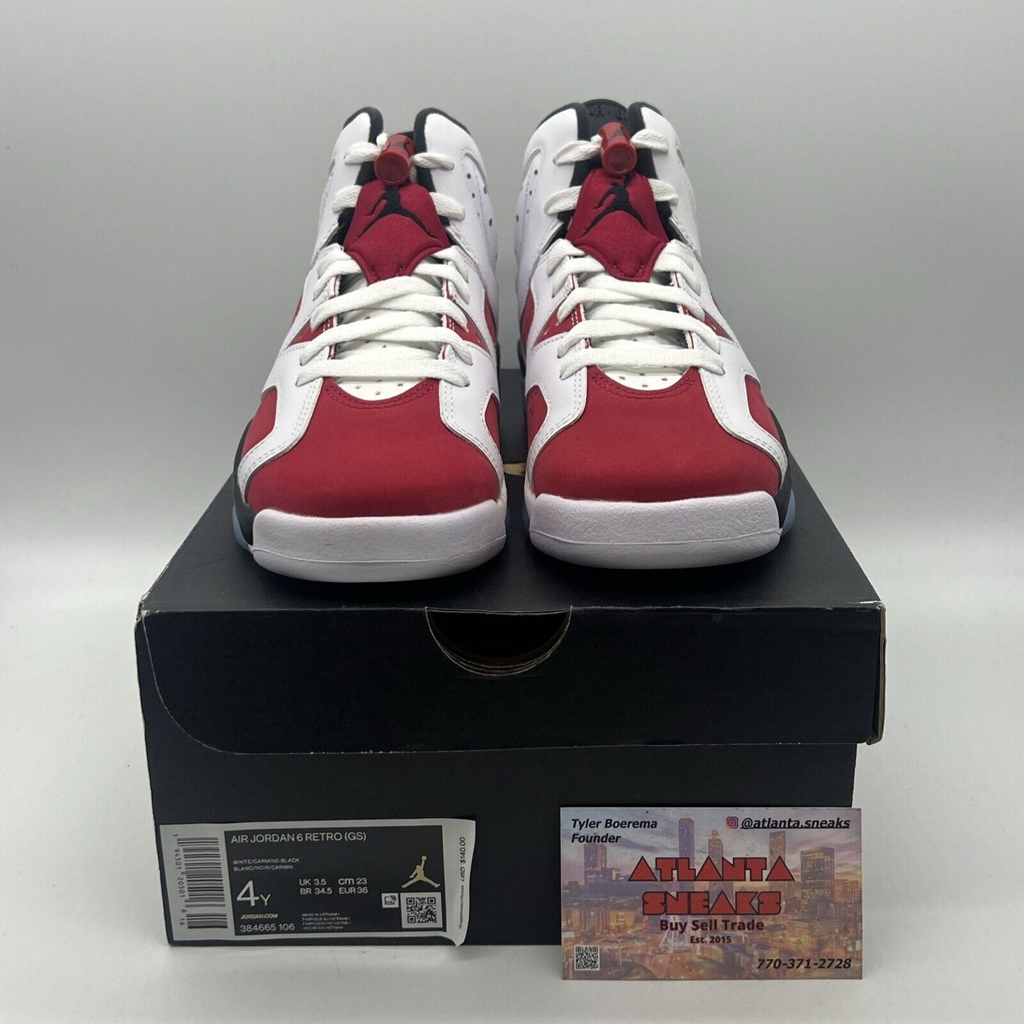 Size 4 - Jordan 6 Retro OG Mid Carmine Black White  Suede Leather (384665-106)